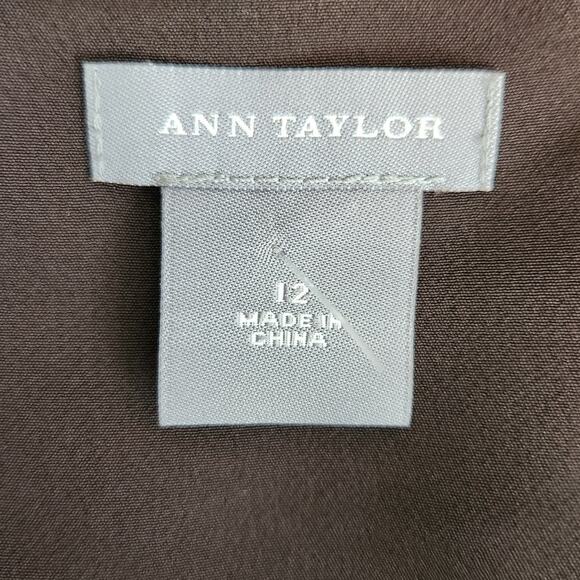 Ann Taylor Silk Slip Sundress Abstract Floral Graphic Print Brown White - Picture 2 of 6